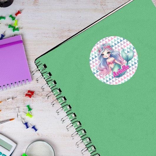 Aangepaste Mermaid-patroonnaam  Ronde Sticker