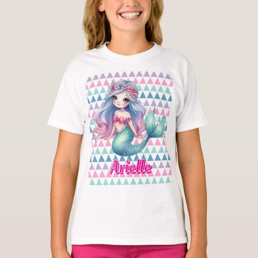 Aangepaste Mermaid patroonnaam T-shirt (Voorkant)