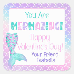 Aangepaste Mermaid Valentijnsdag Vierkante Sticker