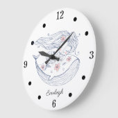 Aangepaste mermaïde Whale Girl's Nursery  Grote Klok (Hoek)