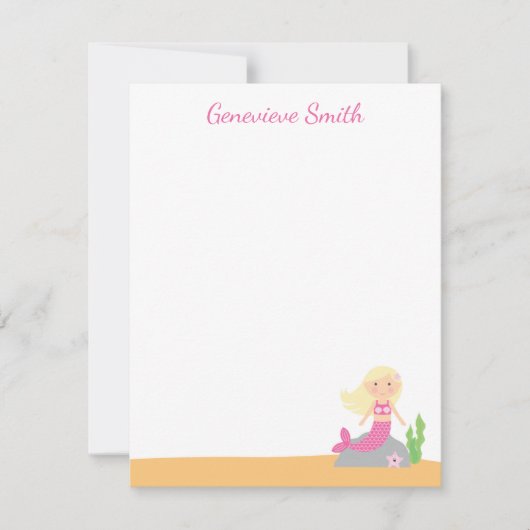 Aangepaste mermaïdeartikelen | Blonde roze Kaart (Voorkant)