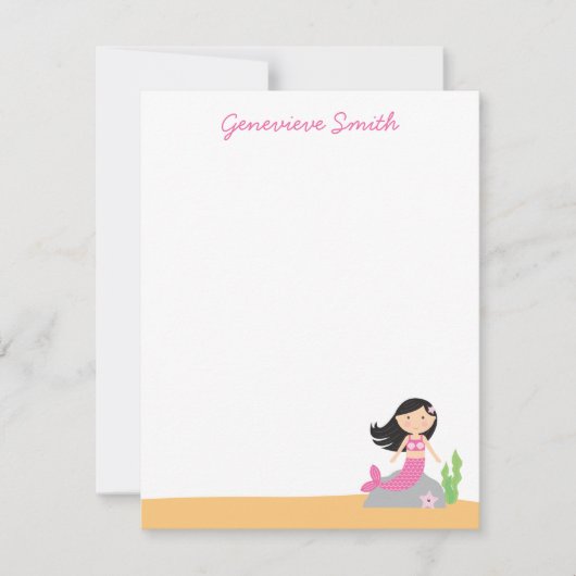 Aangepaste mermaïdeartikelen | Zwarte haarroze Kaart (Voorkant)