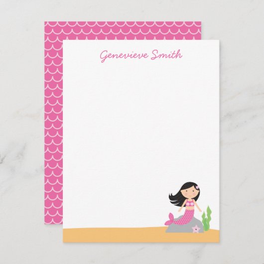 Aangepaste mermaïdeartikelen | Zwarte haarroze Kaart (Voorkant / Achterkant)