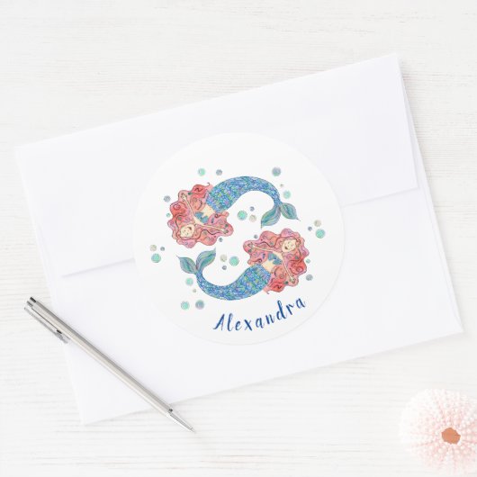 Aangepaste Mermaids Ronde Sticker (Envelop)