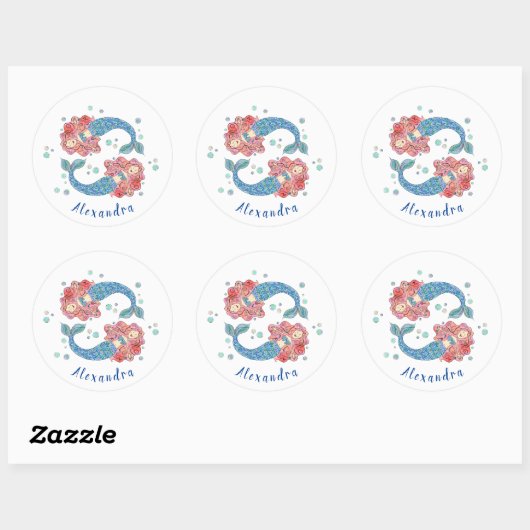 Aangepaste Mermaids Ronde Sticker (Vel)