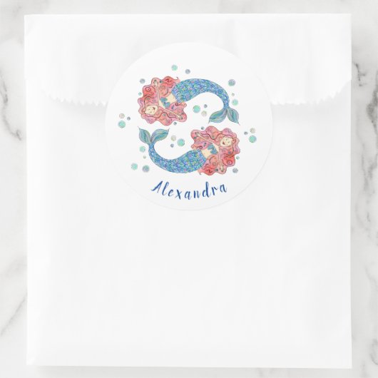 Aangepaste Mermaids Ronde Sticker (Tas)