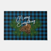 Aangepaste Merry Alles Blue Black CheckCabin Deurmat (Voorkant)