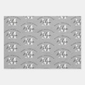 Aangepaste Merry Christmas Grey Monogram Inpakpapier Vel (Voorkant)