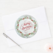 Aangepaste Merry Christmas Holly Wreath Stickers (Envelop)