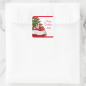 Aangepaste Merry Christmas Jouw tekst Gifts Sjablo Vierkante Sticker (Tas)