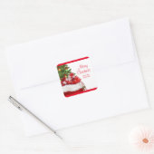 Aangepaste Merry Christmas Jouw tekst Gifts Sjablo Vierkante Sticker (Envelop)