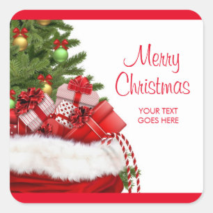 Aangepaste Merry Christmas Jouw tekst Gifts Sjablo Vierkante Sticker