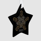 Aangepaste Merry Christmas kalligrafie Star op zwa Ornament (voorkant)