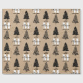 Aangepaste Merry Christmas Kraft  Monogram Cadeaupapier (Vlak)