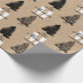 Aangepaste Merry Christmas Kraft  Monogram Cadeaupapier (Hoek)