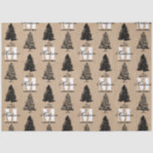 Aangepaste Merry Christmas Kraft Monogram Tissuepapier (Voorkant)