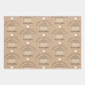 Aangepaste Merry Christmas Kraft Monogram Zuster Inpakpapier Vel (Voorkant 3)