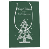 Aangepaste Merry Christmas Line Art Tree Medium Cadeauzakje (Voorkant)