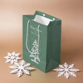 Aangepaste Merry Christmas Line Art Tree Medium Cadeauzakje