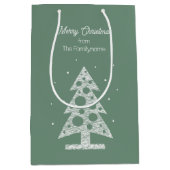 Aangepaste Merry Christmas Line Art Tree Medium Cadeauzakje (Voorkant)