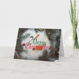 Aangepaste MERRY CHRISTMAS MET TREE BRANCH ORNAMEN Feestdagen Kaart
