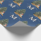 Aangepaste Merry Christmas Monogram Tiger & Tree B Cadeaupapier (Hoek)