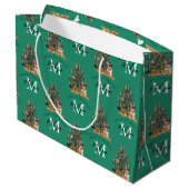 Aangepaste Merry Christmas Monogram Tiger & Tree G Groot Cadeauzakje (Achterkant Gekanteld)