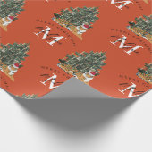 Aangepaste Merry Christmas Monogram Tiger & Tree R Cadeaupapier (Hoek)