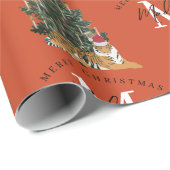 Aangepaste Merry Christmas Monogram Tiger & Tree R Cadeaupapier (Rol Hoek)