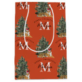 Aangepaste Merry Christmas Monogram Tiger & Tree R Medium Cadeauzakje (Voorkant)