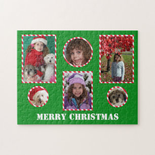 Aangepaste Merry Christmas Photo Jigsaw Collage Pu Legpuzzel