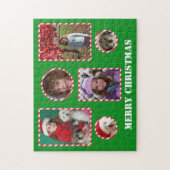 Aangepaste Merry Christmas Photo Jigsaw Collage Pu Legpuzzel (Verticaal)
