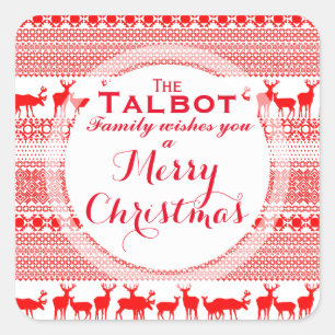 AANGEPASTE MERRY CHRISTMAS SEASON'S GREETING S Sti Vierkante Sticker