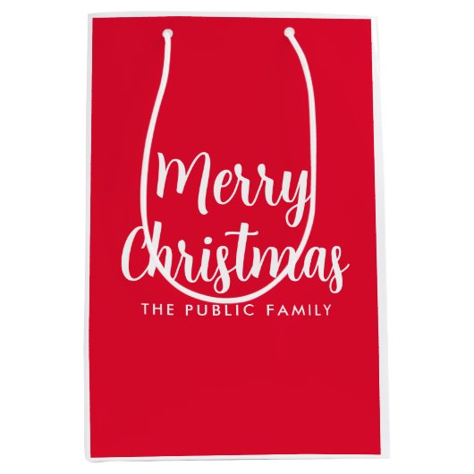 Aangepaste Merry Christmas Typografie Naam Sjabloo Medium Cadeauzakje (Voorkant)