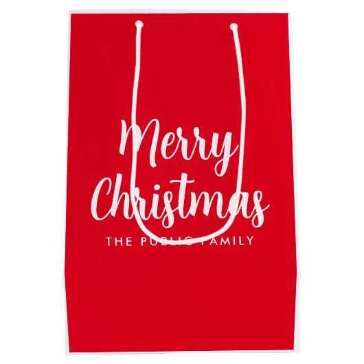 Aangepaste Merry Christmas Typografie Naam Sjabloo Medium Cadeauzakje (Achterkant)