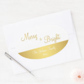 Aangepaste Merry- en Bright Ovaal Gold-Stickers Ovale Sticker (Envelop)