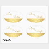 Aangepaste Merry- en Bright Ovaal Gold-Stickers Ovale Sticker (Vel)