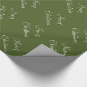 Aangepaste Merry kerst Moss Groene Achtergrond Cadeaupapier (Hoek)