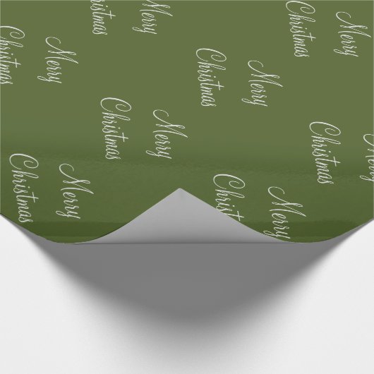 Aangepaste Merry kerst Moss Groene Achtergrond Cadeaupapier (Hoek)