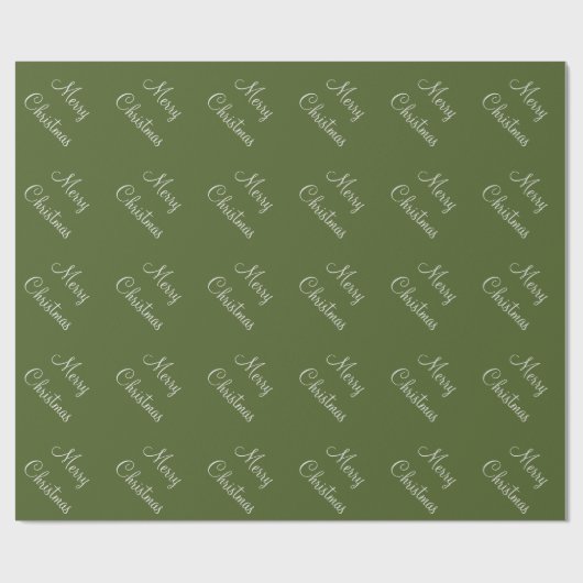 Aangepaste Merry kerst Moss Groene Achtergrond Cadeaupapier (Vlak)