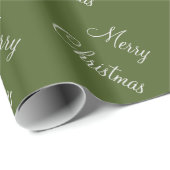 Aangepaste Merry kerst Moss Groene Achtergrond Cadeaupapier (Rol Hoek)