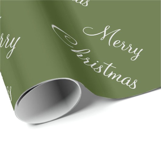 Aangepaste Merry kerst Moss Groene Achtergrond Cadeaupapier (Rol Hoek)