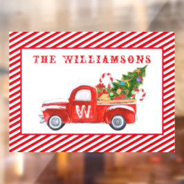 Aangepaste Merry kerstboom Red  vrachtwagen Raamsticker