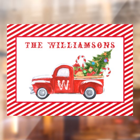 Aangepaste Merry kerstboom Red  vrachtwagen Raamsticker (Vel 2)