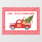Aangepaste Merry kerstboom Red  vrachtwagen Raamsticker (Vel)