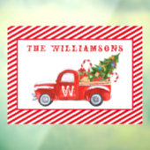 Aangepaste Merry kerstboom Red  vrachtwagen Raamsticker (Vel 3)