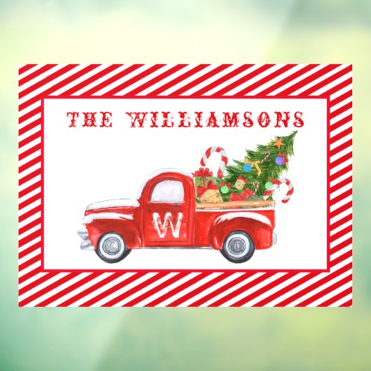 Aangepaste Merry kerstboom Red  vrachtwagen Raamsticker (Vel 3)