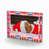 Aangepaste Merry Red Bright Green Christmas Keepsa Fotoblokken (Rechts)