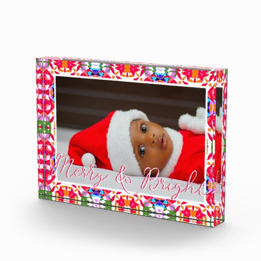 Aangepaste Merry Red Bright Green Christmas Keepsa Fotoblokken (Rechts)