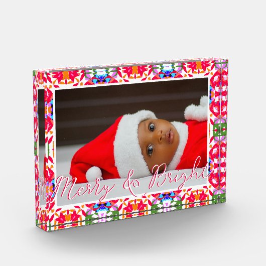 Aangepaste Merry Red Bright Green Christmas Keepsa Fotoblokken (Links)